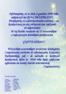 Rozrywka dla całej rodziny! Baw się z nami przed świętami! : wygraj w quizie literackim książkę pod choinkę - wyniki [Dokument życia społecznego]