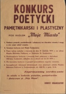 Konkurs poetycki, pamiętnikarski i plastyczny pod hasłem Moje Miasto