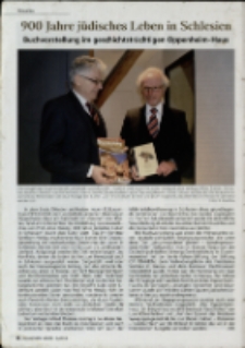 900 Jahre jüdisches Leben in Schlesien : Buchvorstellung im geschichtsträchtigen Oppenheim-Haus