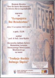 Europejskie Dni Dziedzictwa - plakat [Dokument życia społecznego]