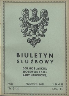 Biuletyn Służbowy Dolnośląskej Wojewódzkiej Rady Narodowej, R. 1, 1948, nr 5
