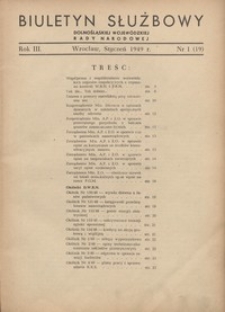 Biuletyn Służbowy Dolnośląskej Wojewódzkiej Rady Narodowej, R. 1, 1949, nr 1