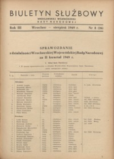 Biuletyn Służbowy Dolnośląskej Wojewódzkiej Rady Narodowej, R. 1, 1949, nr 8