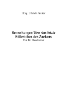 Bemerkungen über das letzteStillestehen des Zackens [Dokument elektroniczny]