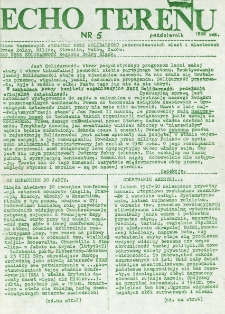 Echo Terenu. Pismo terenowych struktur NSZZ Solidarność podwrocławskich miast i miasteczek nr 5 [19 października 1988] [Dokument elektroniczny]