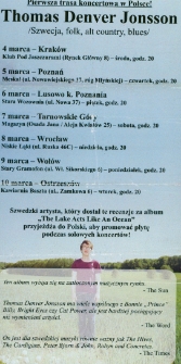 Ulotka informująca o koncercie Thomasa Denvera Jonssona [Dokument życia społecznego]