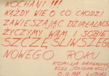 Zawieszenie działalności w komisji zakładowej NSZZ Solidarność - 13 grudnia 1981 [Dokument elektroniczny]
