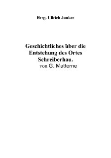 Geschichtliches über die Entstehung des Ortes Schreiberhau [Dokument elektroniczny]