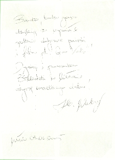 Autograf Zbigniewa Walerysia [Dokument ikonograficzny]