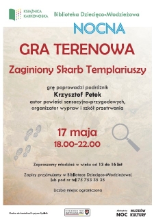 Zaginiony Skarb Templariuszy : nocna gra terenowa - afisz [Dokument życia społecznego]