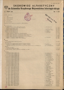 Skorowidz alfabetyczny do Dziennika Urzędowego Województwa Jeleniogórskiego za rok 1989, nr 1-18