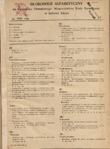 Skorowidz alfabetyczny do Dziennika Urzędowego Województwa Jeleniogórskiego za rok 1981, nr 1-7