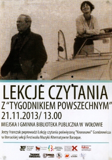 Plakat informujący o Lekcjach Czytania z "Tygodnikiem Powszechnym" [Dokument życia społecznego]