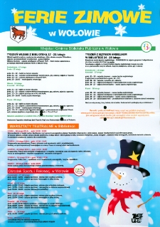 Plakat informujący o feriach zimowych w Wołowie [Dokument życia społecznego]
