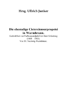 Die ehemalige Cistercienserpropstei in Warmbrunn.Gedenkblatt zur Halbtausendjahrfeier ihrer Gründung (1403-1903) [Dokument elektroniczny]