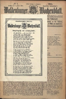 Waldenburger Wochenblatt, Jg. 61, 1915, nr 1