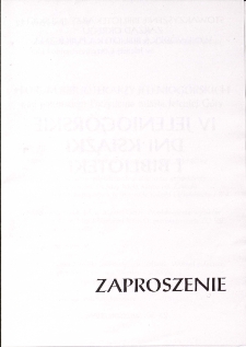 I Forum Bibliotekarzy Jeleniogórskich pod patronatem Prezydenta miasta Jeleniej Góry - zaproszenie [Dokument życia społecznego]