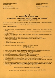 Krakonoš - Rũbezahl - Rzepiór : duch Karkonoszy : IV konkurs plastyczny pod patronatem Euroregionu NYSA - regulamin [Dokument elektroniczny]