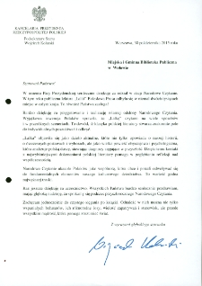 Podziękowanie za udział w akcji Narodowe Czytanie 2015 [Dokument elektroniczny]