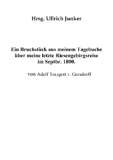 Ein Bruchstück aus meinem Tagebuche über meine letzte Riesengebirgsreise im Septbr. 1800 [Dokument elektroniczny]