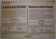 Zarządzenie = Bekanntmachtung [Dokument życia społecznego]