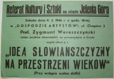 Odczyt - Idea słwiańszczyzny na przestrzeni wieków [Dokument życia społecznego]