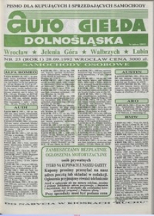Auto Giełda Dolnośląska : pismo dla kupujących i sprzedających samochody, R. 1, 1992, nr 23 (28.09.1992 r.)