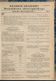 Dziennik Urzędowy Województwa Jeleniogórskiego, 1989, nr 5