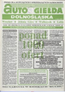 Auto Giełda Dolnośląska : pismo dla kupujących i sprzedających samochody, R. 1, 1992, nr 28 (2.11.1992 r.)