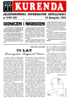 Kurenda : jeleniogórski informator oświatowy, 1994, nr 9 (62)