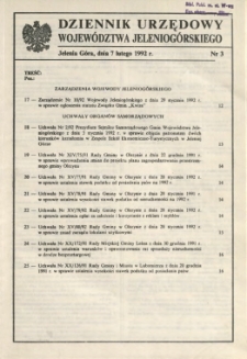 Dziennik Urzędowy Województwa Jeleniogórskiego, 1992, nr 3