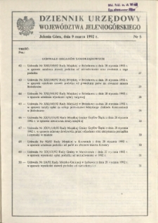 Dziennik Urzędowy Województwa Jeleniogórskiego, 1992, nr 5