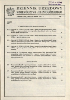 Dziennik Urzędowy Województwa Jeleniogórskiego, 1992, nr 7