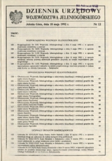 Dziennik Urzędowy Województwa Jeleniogórskiego, 1992, nr 12