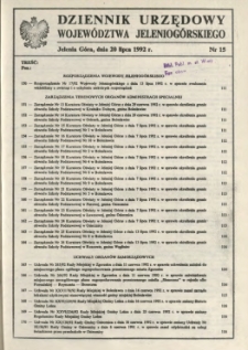 Dziennik Urzędowy Województwa Jeleniogórskiego, 1992, nr 15