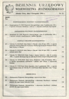 Dziennik Urzędowy Województwa Jeleniogórskiego, 1992, nr 21