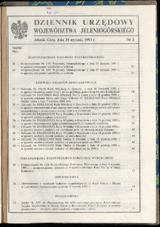 Dziennik Urzędowy Województwa Jeleniogórskiego, 1993, nr 2
