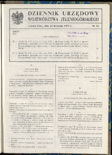 Dziennik Urzędowy Województwa Jeleniogórskiego, 1993, nr 12