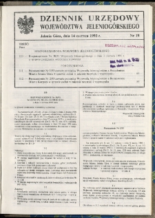 Dziennik Urzędowy Województwa Jeleniogórskiego, 1993, nr 19