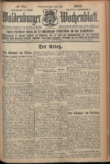 Waldenburger Wochenblatt, Jg. 61, 1915, nr 84