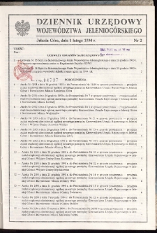 Dziennik Urzędowy Województwa Jeleniogórskiego, 1994, nr 2