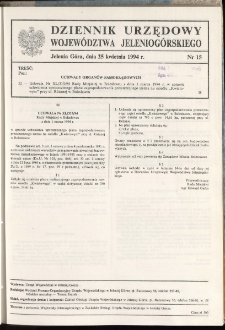 Dziennik Urzędowy Województwa Jeleniogórskiego, 1994, nr 15