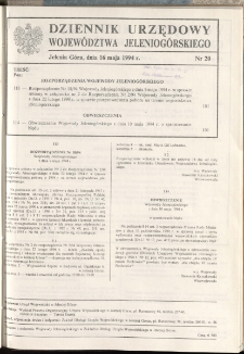 Dziennik Urzędowy Województwa Jeleniogórskiego, 1994, nr 20