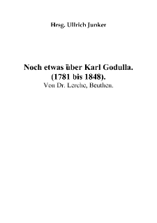 Noch etwas über Karl Godulla (1781 bis 1848) [Dokument elektroniczny]