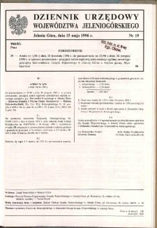Dziennik Urzędowy Województwa Jeleniogórskiego, 1996, nr 19