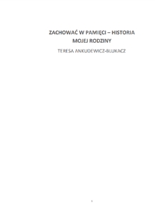 Zachować w pamięci - historia mojej rodziny