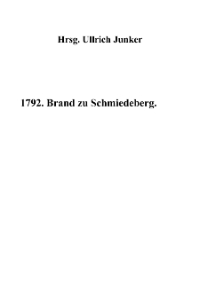 1792. Brand zu Schmiedeberg [Dokument elektroniczny]