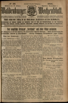 Waldenburger Wochenblatt, Jg. 62, 1916, nr 39