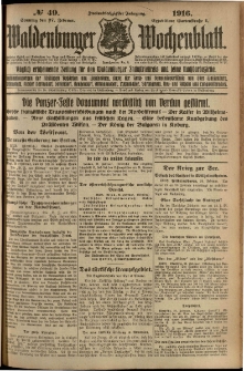 Waldenburger Wochenblatt, Jg. 62, 1916, nr 49