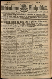 Waldenburger Wochenblatt, Jg. 62, 1916, nr 54